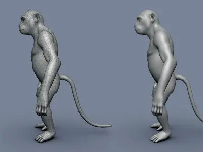 Monkey BaseMesh Low-poly 3D model