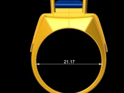 Luxury Square Gemstone Signet Ring for Men 342 3D print model