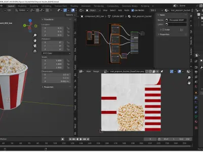 Popcorn Bucket 3D Model Low-poly 3D model