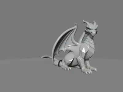 Geometric Dragon Figurine on Pedestal 3D print model
