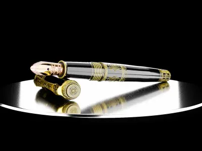 Luxury Fountain Pen Low-poly 3D model