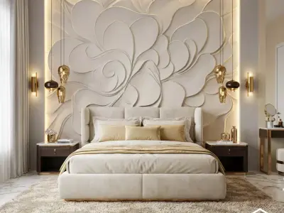 modern panel wall decor set relief stl mural CNC 187 3D model