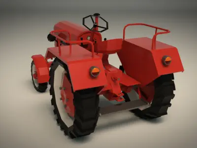 Low Poly Tractor 01 Low-poly 3D model