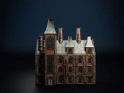 STEAMPUNK INDUSTRIAL BUILDING 2 Low-poly 3D model
