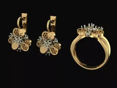 Set ring anf earrings f or 3D Models 3D print model