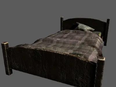Old bed Free low-poly 3D model