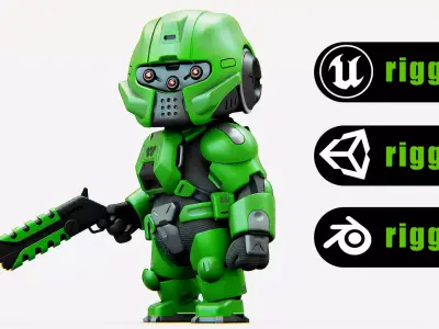TOON TROOPER B-260 Rigged for Unreal Engine - Unity - MIXAMO 3D model