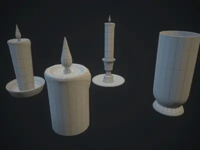 candle set 1 PBR Low-poly 3D model