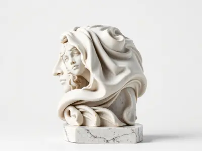 Baroque Marble Sculpture Dynamic Drapery model pack Low-poly 3D model