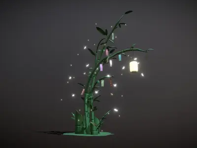 Japanese Wish Tree Low-poly 3D model
