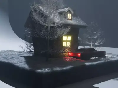 Winter Snow House Low-poly 3D model