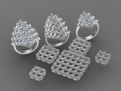 Diamond Baguettes Ring 3D print model