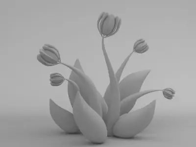 flower three tulips in vase Free 3D model