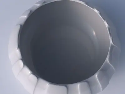 Bowl spheric squeezed wide with smooth vertical ribbons 3D print model