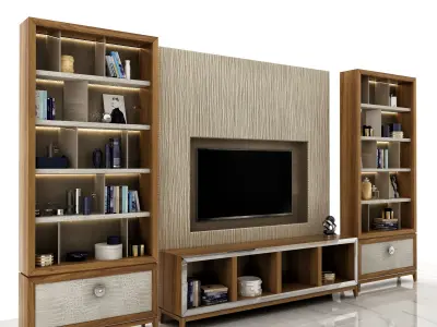 Shelvings tv unit with bookcases and shelves 3D Model Collection