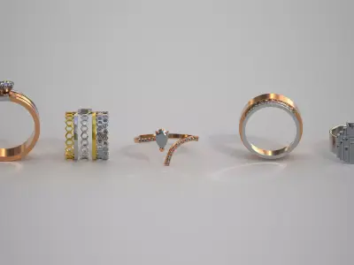 Diamond Ring 3D Models Pack Low-poly 3D model