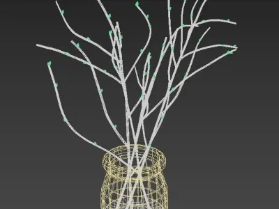 Branches in Glass Vase 3D model