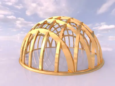 Architectural dome with contours in grid 3D model