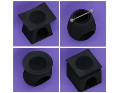 Pack of 4 aroma lamps with candles for aromatherapy 3D model