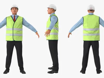 Construction Architect in Yellow Safety Jacket Rigged for Maya 3D model