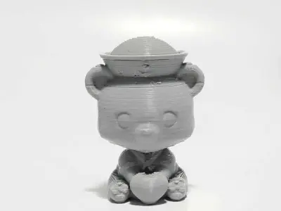 Cute Sailor Bear Heart  - Valentine Day 3D print model