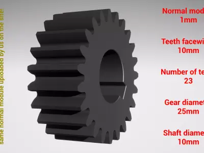 Cylindrical gear - paired - z23 m1 D25 d10 3D print model
