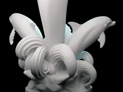 Dolphin Family Sculpture  Ocean-Themed Decorative Model 3D print model