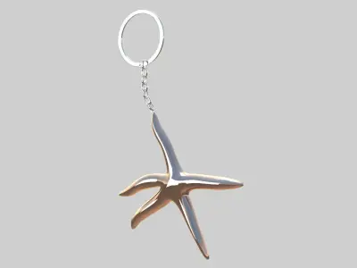 starfish keychain copper 3D model