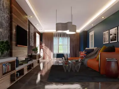Living and Dining room- Fully Furnished high detailed 3D model