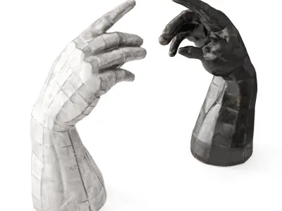 Metal patch hand sculpture Low-poly 3D model