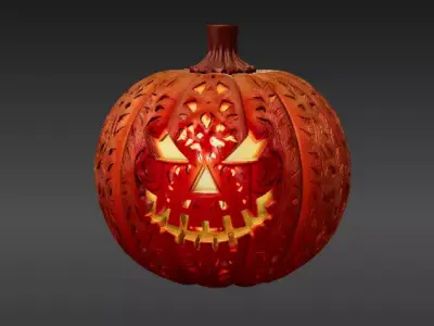 Pumpkin Candle Lantern 3D Print Model  Halloween Pumpkin  3D model