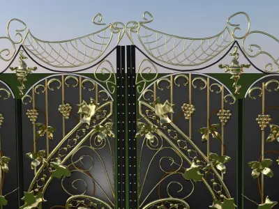 golden wrought iron gates 3D model