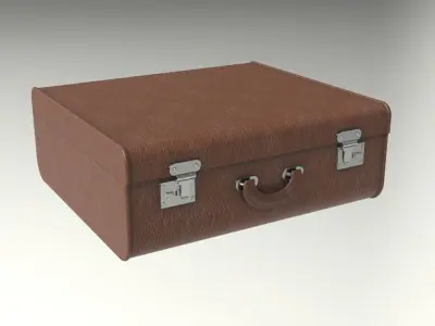 Brown travel suitcase Low-poly 3D model
