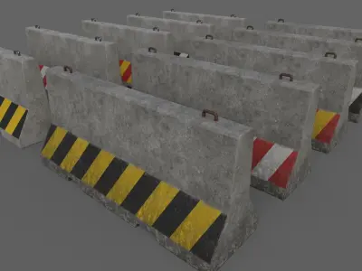 PBR Concrete Barrier V3 Low-poly 3D model