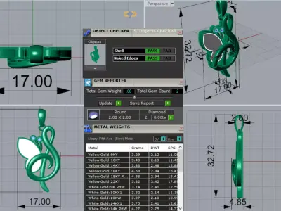 Rose Gold Pendant Letter S and Butterfly Design Model jp0203 3D print model