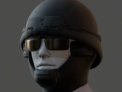 Gas mask helmet 3d model scifi Low-poly  Low-poly 3D model