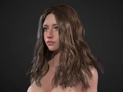Hairstyle - Long Wavy 03 - Realtime Game Ready Low-poly 3D model