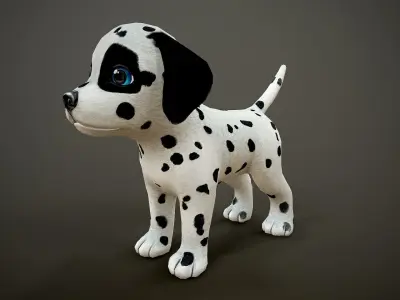 Dalmatian stuffed dog Low-poly 3D model