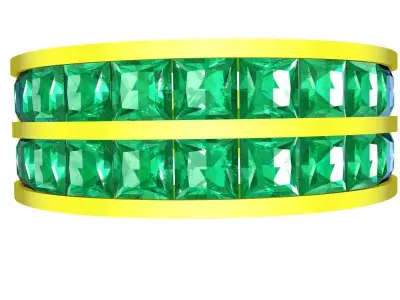 Luxury Double Row Baguette Band Ring for Men 4843 3D print model