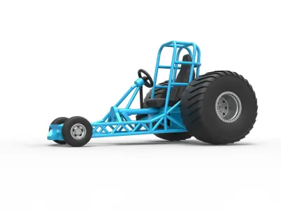 Chassis of Mini Rod pulling tractor Scale 1 to 25 3D print model