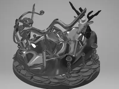Deer and Monkey Asian Ashtray Decoration STL FILE for Print 3d 3D print model