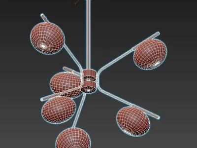 levity six light chandelier with globes 3D model