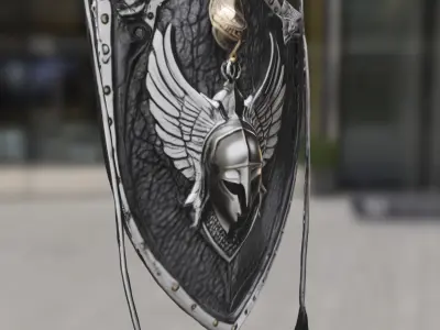 Warrior Shield Emblem Low-poly 3D model