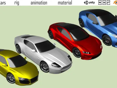 Cartoon sports cars Low-poly 3D model