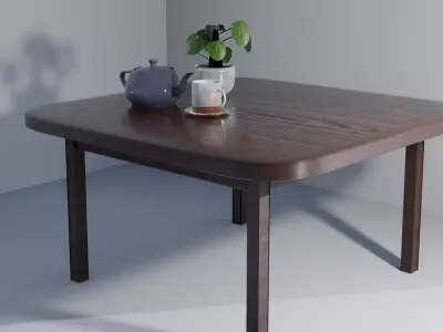 Brown Coloured Wooden Table Low-poly 3D model