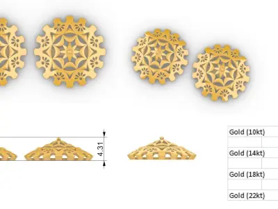 Chitrita Mandala Pendant Set With Ring 3D print model