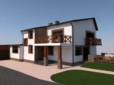 country house with balcony 3D model