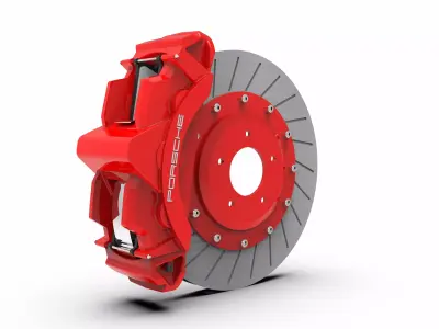 3D Porsche Disc Brake and Caliper 3D model
