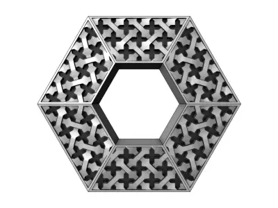 Moucharabieh hexagonal tile and ceiling ornament 3D print model
