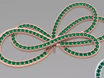 bowtie papion brooch and earrings 2nd version 3D print model